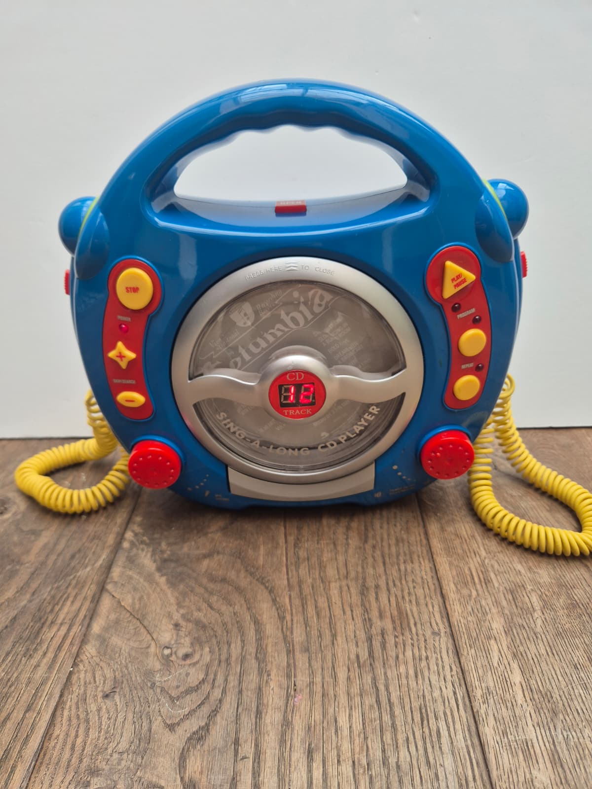 Blauwe karaoke CD-speler – met microfoons