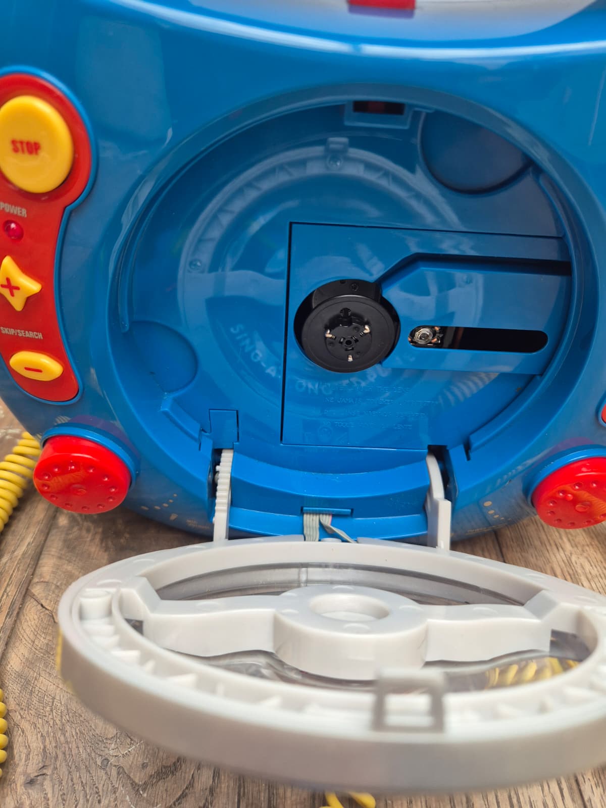 Blauwe karaoke CD-speler – met microfoons