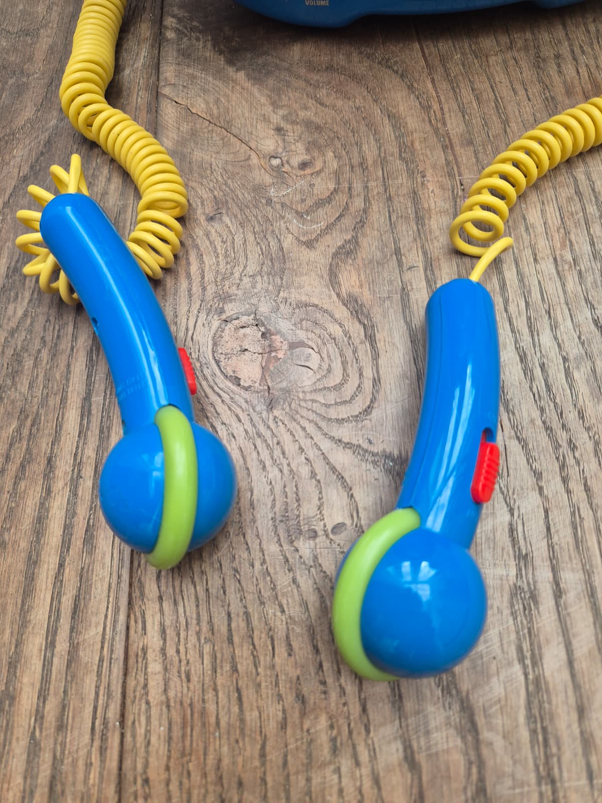 Blauwe karaoke CD-speler – met microfoons